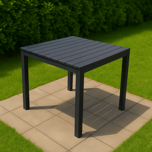 Vista ambientata Tavolo da giardino in Polipropilene colore Antracite modello Bali Totò Piccinni