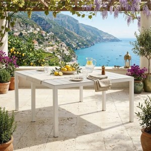 Vista ambientata Tavolo in polipropilene con finitura matt colore "bianco" modello King Double Totò Piccinni