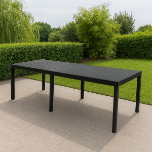 Vista ambientata Tavolo da giardino in Polipropilene colore Antracite modello Indo Totò Piccinni