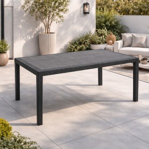 Vista ambientata Tavolo da giardino in Polipropilene colore Antracite modello Prince Totò Piccinni