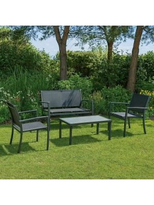 set salottino moderno da giardino in metallo e textilene 