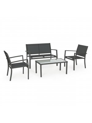 set salottino da giardino in metallo e textilene 