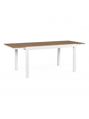 Tavolo da giardino struttura in alluminio con piano in simil legno teak allungabile 