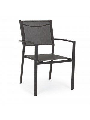 Sedia con Braccioli struttura completamente in alluminio schienale e seduta in textilene Bizzotto - HILDE (Antracite)