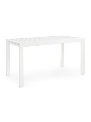 Vista diagonale Tavolo da esterno allungabile in Alluminio colore Bianco modello Hilde Totò Piccinni