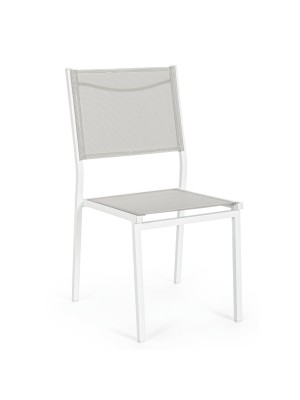 Sedia senza braccioli con struttura completamente in alluminio schienale e seduta in textilene Bizzotto - HILDE (Bianco)