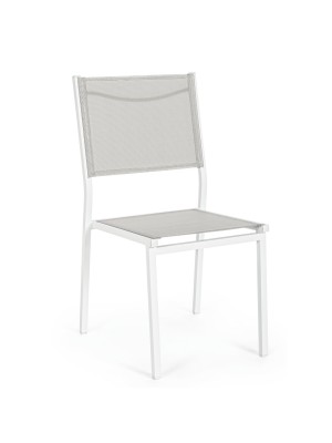 Sedia da esterno con struttura in alluminio e seduta in textilene colore Bianco senza braccioli modello Hilde Totò Piccinni