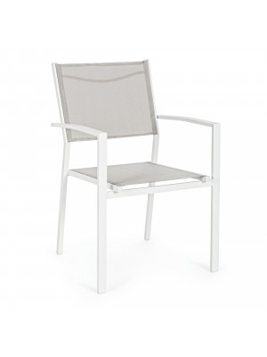 sedia da esterno in alluminio e textilene colore Bianco con braccioli modello Hilde Totò Piccinni