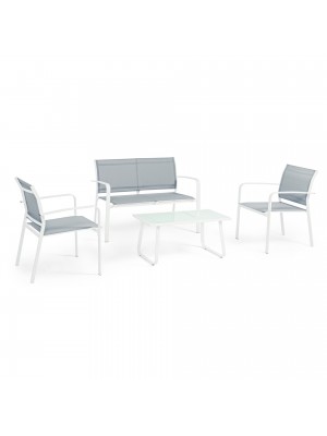 Set da giardino in metallo e textilene colore Bianco modello Arent Totò Piccinni