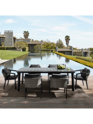 Set Tavolo e 6 Poltrone con cuscino in Alluminio Antracite Bizzotto - CORDOVA