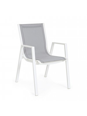 Sedia con Braccioli in alluminio e tessuto Textilene Bizzotto - PELAGIUS (Bianco)