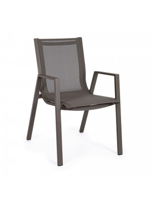 Sedia da giardino in alluminio e tessuto textilene colore Coffee modello Pelagius Totò Piccinni