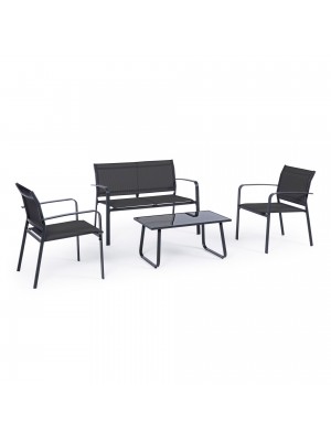 Set da giardino in metallo e textilene colore "Antracite/Antracite" modello Arent Totò Piccinni