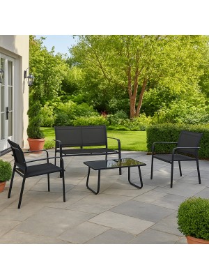 Vista ambientata Set da giardino in metallo e textilene colore "Antracite/Antracite" modello Arent Totò Piccinni