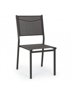 Sedia senza braccioli con struttura completamente in alluminio schienale e seduta in textilene Bizzotto - HILDE (Antracite)