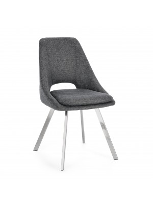 sedia design moderno in tessuto imbottita con gambe in metallo