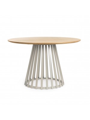 Tavolo moderno in legno rotondo colore "Grey/Naturale" modello Cillian Totò Piccinni