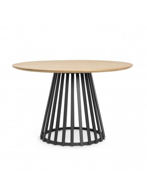 Tavolo moderno in legno rotondo colore "Nero/Naturale" modello Cillian Totò Piccinni