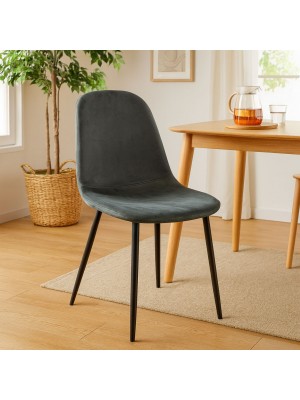 Vista ambientata Sedia imbottita colore "Velluto Grigio Scuro" con gambe in metallo modello Irelia Totò Piccinni