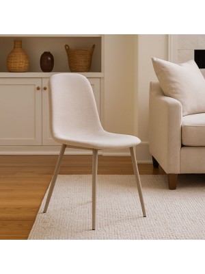 Vista ambientata Sedia imbottita colore "Beige/Tortora" con gambe in metallo modello Irelia Totò Piccinni