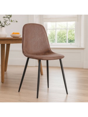 Vista ambientata Sedia imbottita colore "Cognac" con gambe in metallo modello Irelia Totò Piccinni