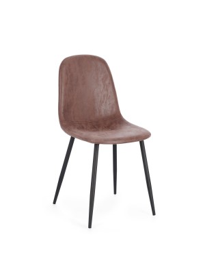 Sedia imbottita colore "Cognac" con gambe in metallo modello Irelia Totò Piccinni
