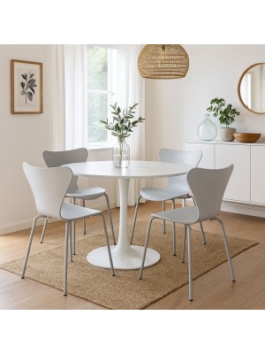 Vista ambientata Sedia Struttura in Polipropilene colore Grigio Chiaro con gambe in Acciaio modello Tessa Totò Piccinni