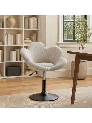 Vista ambientata Poltroncina colore "Cromo/Beige" girevole con altezza Regolabile