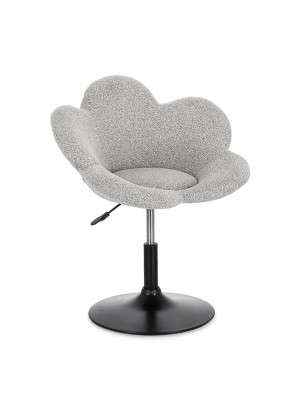 Vista diagonale Poltroncina colore "Cromo/Beige" girevole con altezza Regolabile