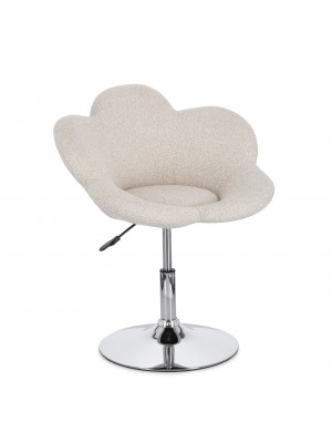 Vista diagonale Poltroncina colore "Cromo/Beige" girevole con altezza Regolabile