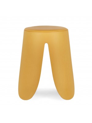Sgabello in plastica con seduta in similpelle colore Senape modello Imogen Totò Piccinni