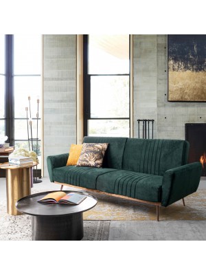 divano letto in velluto con piedini in metallo