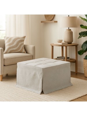 Vista ambientata Pouf Letto singolo Pieghevole in Tessuto colore Grigio Chiaro con cuscino modello Barney Totò Piccinni