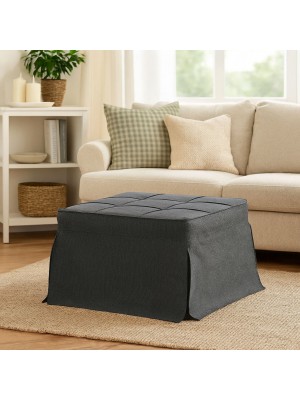 Vista ambientata Pouf Letto singolo Pieghevole in Tessuto colore Grigio Scuro con cuscino modello Barney Totò Piccinni