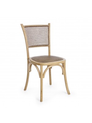sedia in legno da salotto colore Naturale con seduta e schienale in rattan modello Carrel Totò Piccinni