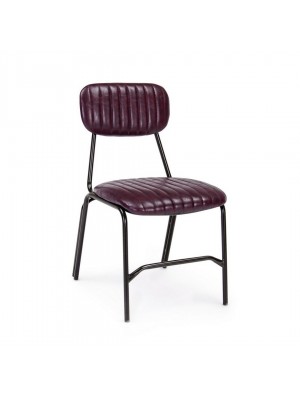 Sedia in Similpelle colore Bordeaux Vintage con struttura Nera modello Debbie Totò Piccinni