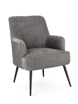 Poltrona da ingresso in Tessuto colore Grigio Chiaro con gambe in metallo  modello Ernestine Totò Piccinni