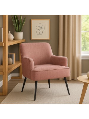 Vista ambientata Poltrona in Tessuto colore "Dark Rose" con gambe in metallo  modello Ernestine Totò Piccinni