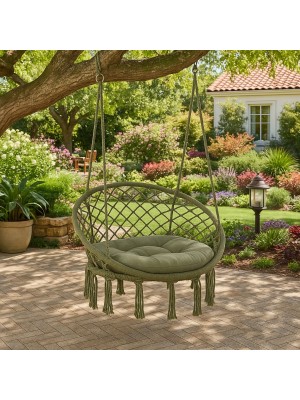 Vista ambientata Poltrona da giardino a dondolo tonda colore Verde modello Javier Totò Piccinni 
