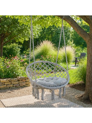 Vista ambientata Poltrona da giardino a dondolo tonda colore Grigio modello Javier Totò Piccinni 