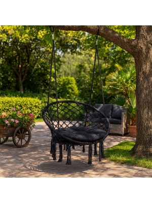 Poltrona da giardino a dondolo tonda colore Nero modello Javier Totò Piccinni 