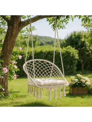 Vista ambientata Poltrona da giardino a dondolo rettangolare colore Bianco modello Javier Totò Piccinni 