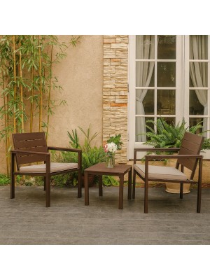 Set da Giardino 2 Poltrone e Tavolino in Metallo 3 Pezzi - HAITI