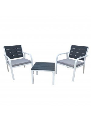 Set da giardino in metallo colore Grafite 2 poltrone e tavolino modello Cuba Totò Piccinni