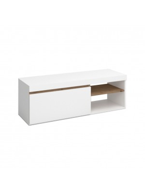 porta tv moderno con 1 anta e vano portaoggetti in legno colore bainco matt