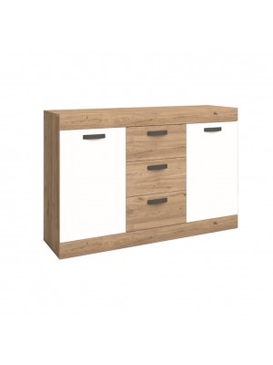 Credenza SILENE in legno Bianco Matt/Rovere Naturale 