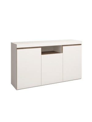 credenza moderna in legno bianco matt/rovere naturale 