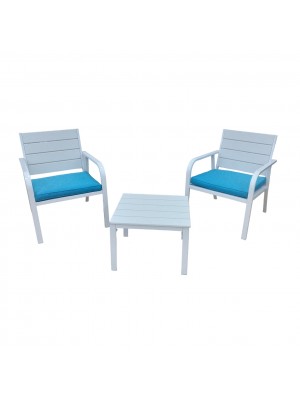 Set da giardino in metallo colore Bianco 2 poltrone e tavolino modello Cuba Totò Piccinni