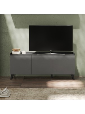 Vista ambientata frontale Porta TV in Legno  Colore "Ardesia/Piombo" 3 ante made in italy modello Elle Totò Piccinni