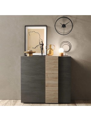 Vista ambientata frontale Madia in Legno colore "Titanio/Rovere Mercure" 2 ante made in italy modello Krea Totò Piccinni